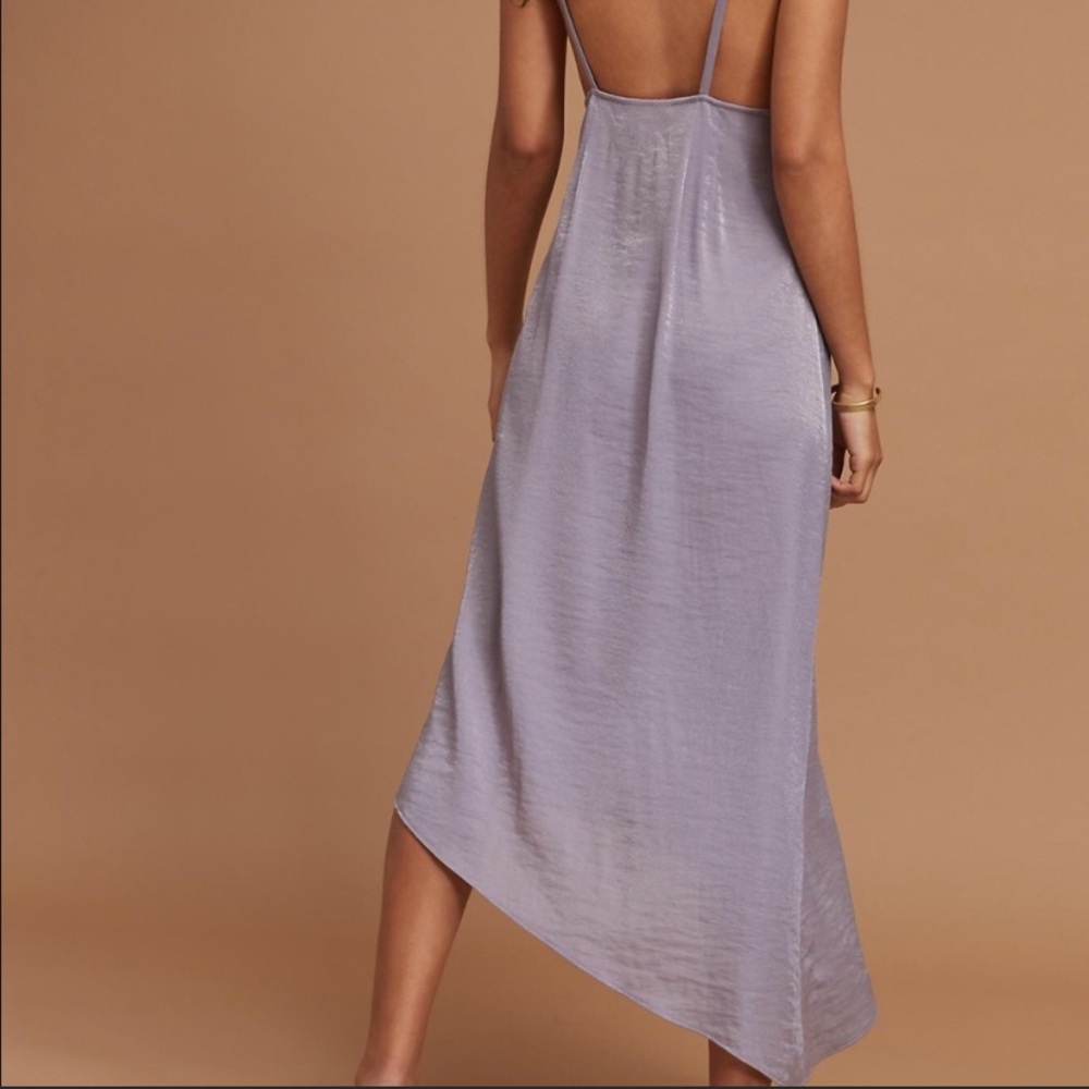 Anthropologie Moulinette Soeurs Shimmery Purple Asymmetrical Hem Slip Dress - Picture 2 of 7